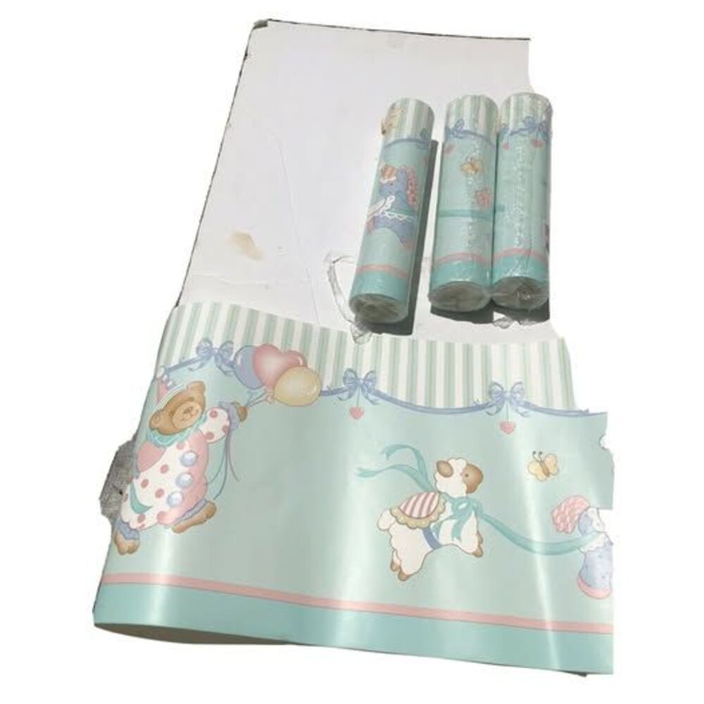 Lot of 4 NOS Baby Adhesive Wall Borders Nursery 5 yd ea Butterfly Ponies Strip